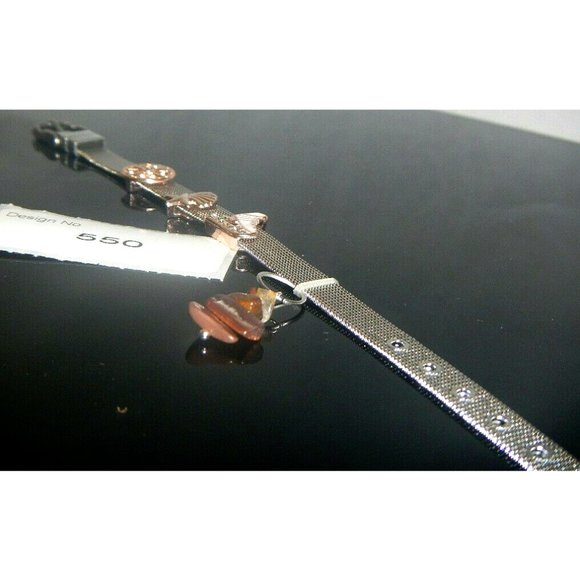 Tiger Eye Gemstone- Stainless Steel Mesh Keeper Bracelet-Band-Slide Charms-550 - Picture 5 of 5